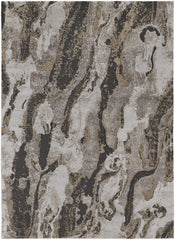 7' x 10' Brown and Ivory Abstract Power Loom Distressed Area Rug