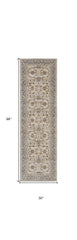 8' Brown and Ivory Oriental Power Loom Distressed Runner Rug