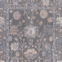 8' Blue and Gray Oriental Power Loom Runner Rug