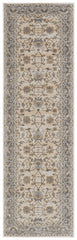 8' Brown and Ivory Oriental Power Loom Distressed Runner Rug