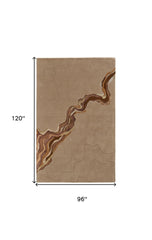 8' x 10' Beige and Brown Abstract Hand Tufted Area Rug