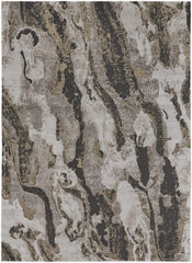 4' x 6' Brown and Ivory Abstract Power Loom Distressed Area Rug