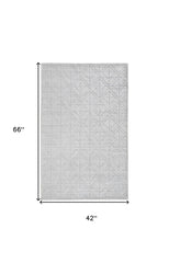 4' x 6' White and Silver Geometric Hand Woven Area Rug