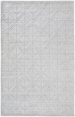 4' x 6' White and Silver Geometric Hand Woven Area Rug