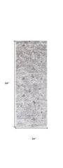 8' Gray and Ivory Abstract Power Loom Distressed Runner Rug