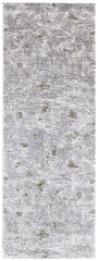 8' Gray and Ivory Abstract Power Loom Distressed Runner Rug