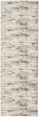8' Brown and Ivory Abstract Distressed Runner Rug