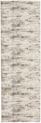 8' Brown and Ivory Abstract Distressed Runner Rug