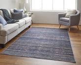 11' x 14' Blue and Purple Oriental Power Loom Area Rug