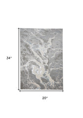 2' x 3' Gray and Ivory Abstract Power Loom Area Rug