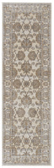 8' Brown and Ivory Oriental Power Loom Distressed Runner Rug