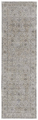 8' Brown and Ivory Oriental Power Loom Distressed Runner Rug