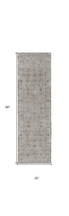 8' Brown and Ivory Oriental Power Loom Distressed Runner Rug