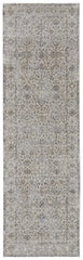 8' Brown and Ivory Oriental Power Loom Distressed Runner Rug