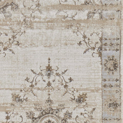 8' Brown and Ivory Oriental Power Loom Distressed Runner Rug