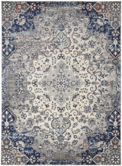 2' x 3' Gray and Ivory Medallion Power Loom Distressed Area Rug