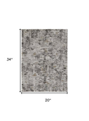 2' x 3' Brown and Ivory Abstract Power Loom Distressed Area Rug