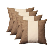 Set Of Four 18" X 18" Brown And Grey Polyester Geometric Zippered Pillow