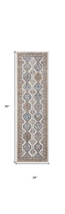 2' X 8' Grey Southwestern Power Loom Non Skid Runner Rug