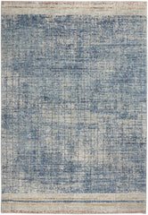 4' X 6' Blue Abstract Power Loom Distressed Non Skid Area Rug