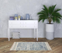 3' X 5' Blue Abstract Power Loom Distressed Non Skid Area Rug