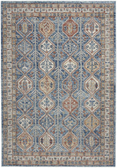 5' X 7' Blue Southwestern Power Loom Non Skid Area Rug