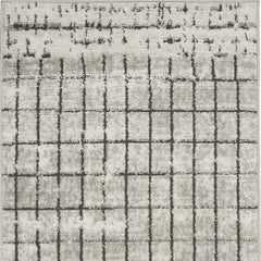 2' X 4' Ivory And Grey Abstract Power Loom Distressed Non Skid Area Rug