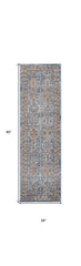 2' X 8' Blue Southwestern Power Loom Non Skid Runner Rug