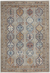4' X 6' Grey Southwestern Power Loom Non Skid Area Rug