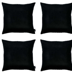 Set Of Four 20" X 20" Black Polyester Zippered Pillow Cover