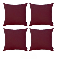Set Of Four 20" X 20" Claret Red Polyester Zippered Pillow Cover