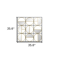 36" Black and Gold Square Framed Accent Mirror