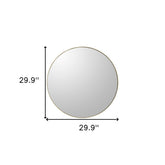 30" Brown Round Framed Accent Mirror