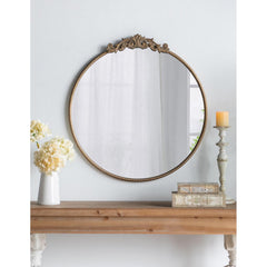 32" Gold Crowned Top Framed Accent Mirror