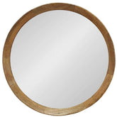 20" Natural Round Framed Accent Mirror