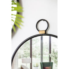 23" Black Round Framed Accent Mirror
