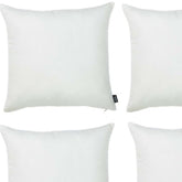 Set Of Four 22" X 22" White Polyester Zippered Pillow Cover