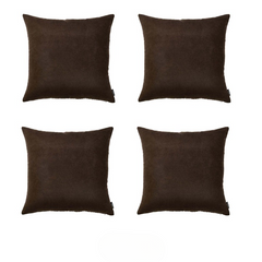 Set Of Four 18" X 18" Brown Polyester Zippered Pillow Cover