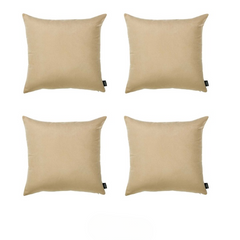 Set Of Four 26" X 26" Beige Polyester Zippered Pillow Cover