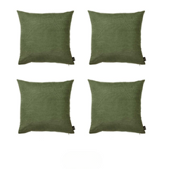 Set Of Four 18" X 18" Fern Green Polyester Zippered Pillow Cover