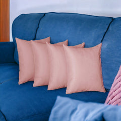 Set Of Four 20" X 20" Light Pink Polyester Zippered Pillow Cover