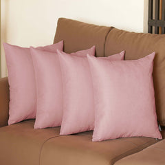 Set Of Four 20" X 20" Light Pink Polyester Zippered Pillow Cover