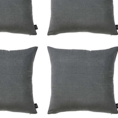 Set Of Four 22" X 22" Gray Polyester Zippered Pillow Cover
