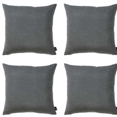Set Of Four 22" X 22" Gray Polyester Zippered Pillow Cover