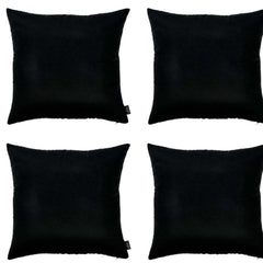 Set Of Four 26" X 26" Black Polyester Zippered Pillow Cover