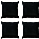 Set Of Four 17" X 17" Black Polyester Zippered Pillow Cover