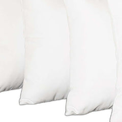 Set Of Four 17" X 17" White Polyester Zippered Pillow Cover
