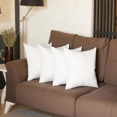 Set Of Four 20" X 20" White Polyester Zippered Pillow Cover