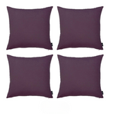Set Of Four 22" X 22" Purple Polyester Zippered Pillow Cover