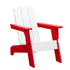 23" Red and White Heavy Duty Plastic Kid Size Outdoor Adirondack Chair